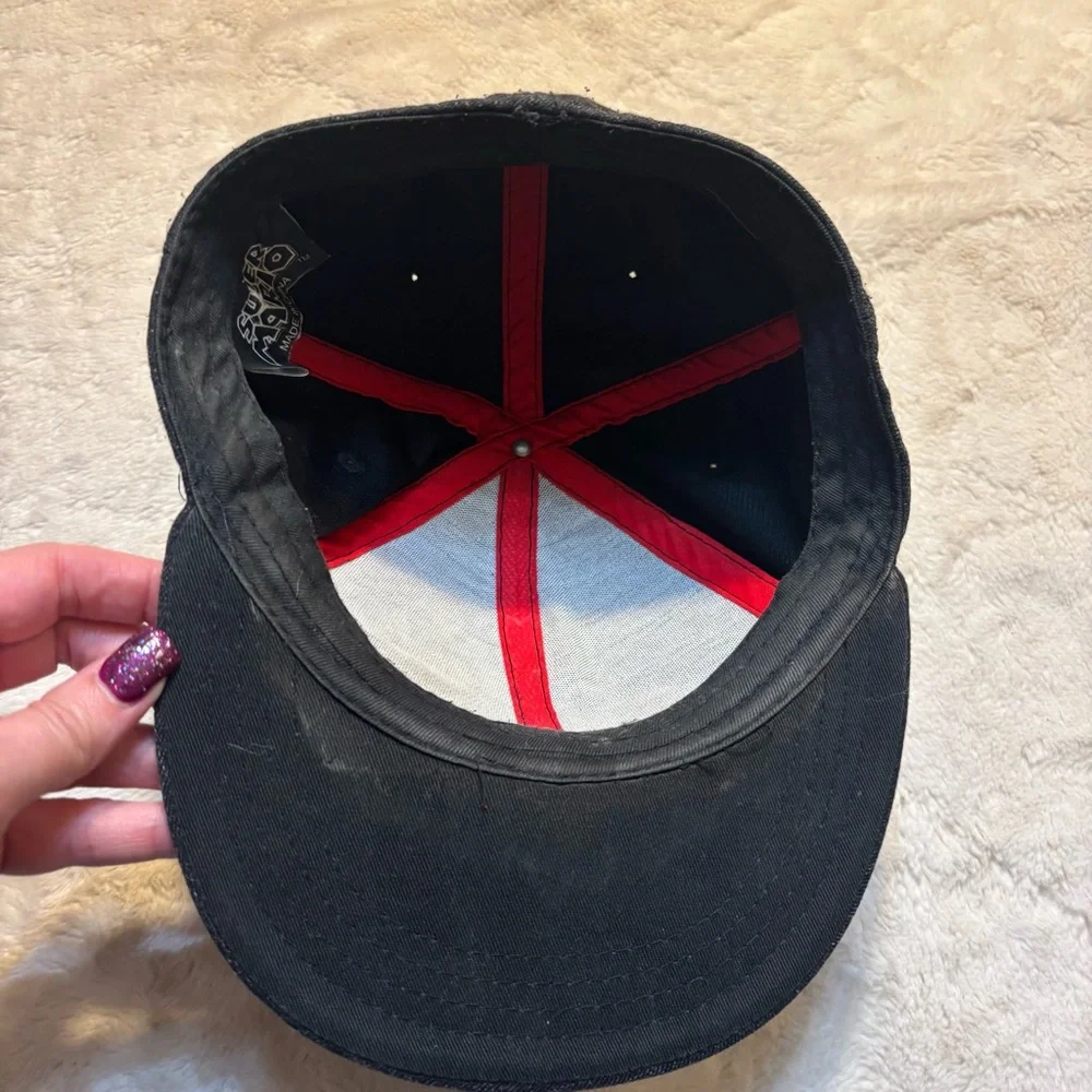 Super Mario Hat Black Ball Cap Nintendo Black Pinstriped Fitted
